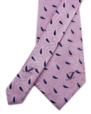 Paisley Potentials Tie in Pink/Silver/Dark Blue