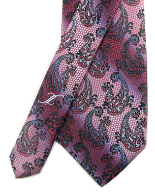 Treasury Twirls Tie in Red/Black/Metallic Light Blue/Blue