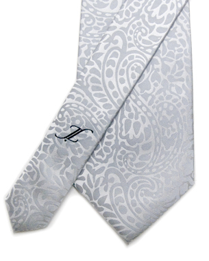 Embossed Boss Tie in Silver/Light Gray
