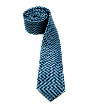 Skinny Dark Blue Houndstooth Tie in Dark Blue/Light Blue