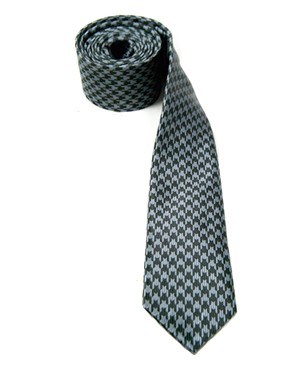 Skinny Classic Houndstooth Ties in Gray/Black