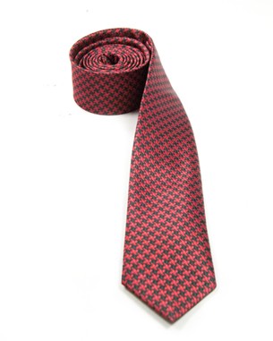 Skinny Houndstooth Ties in Red/Black