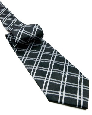 Two Colored Double Crisscross Tie in Black/Gray/Silver