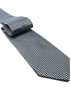 Shepherds Check Tie in Dark Blue/Silver