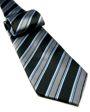Woven Double Double Stripes Tie in Black/Gray/Light Blue/Silver