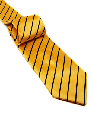 Yellow-Gold And Dark Blue Narrow Stripes Tie in Yellow Gold/Dark Blue