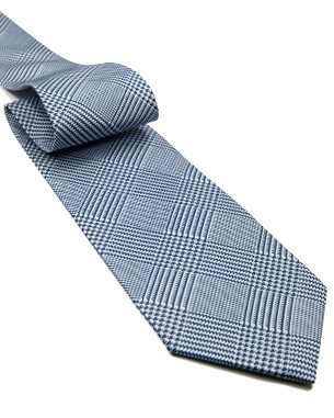 Classic Glen Plaid Tie in White/Blue