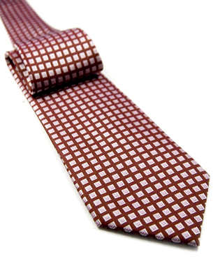 Grid Box Tie in Metallic Red/Light Pink/Pink