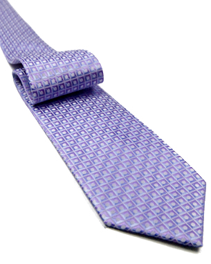 Embossed Circles On Squares Tie in Light Purple/Metallic Blue/Light Blue