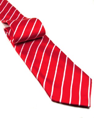 Red And White Narrow Stripes Tie in Red/White