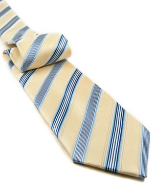 Distinguished Stripes Tie in Tan-Yellow/Dark Blue/White/Light Blue