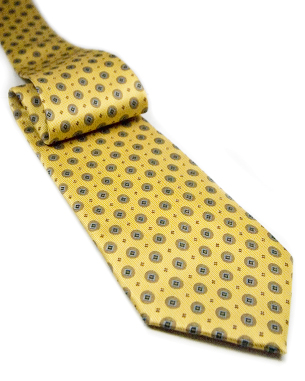 Diamonds In Circles Spotted Tie in Yellow/Light Brown/Gray/Black